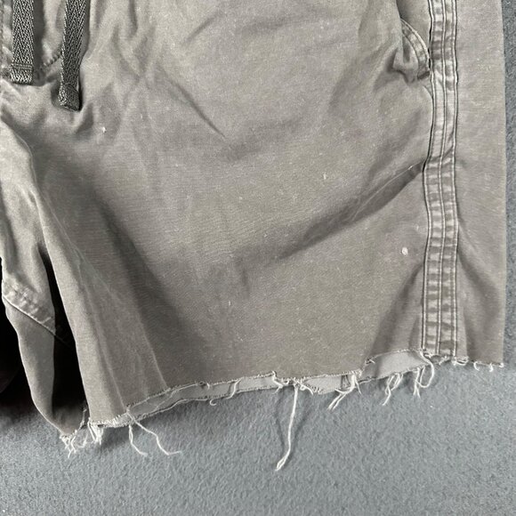 Abercrombie Fitch Mens Large Gray Raw Hem Cotton Shorts Drawstring Elastic Waist - Picture 5 of 10